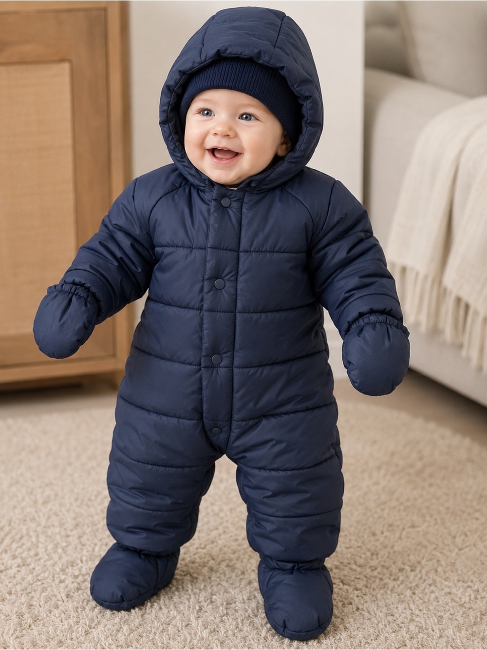 Petit Bateau Navy Puffer Snowsuit
